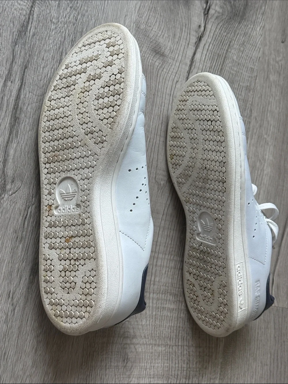 adidas Stan Smith White Sneakers with Navy Heel Tab